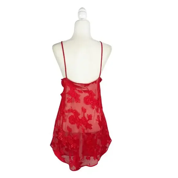 Vintage Anne Stuart Lace Nightie Large Red - Picture 6 of 11